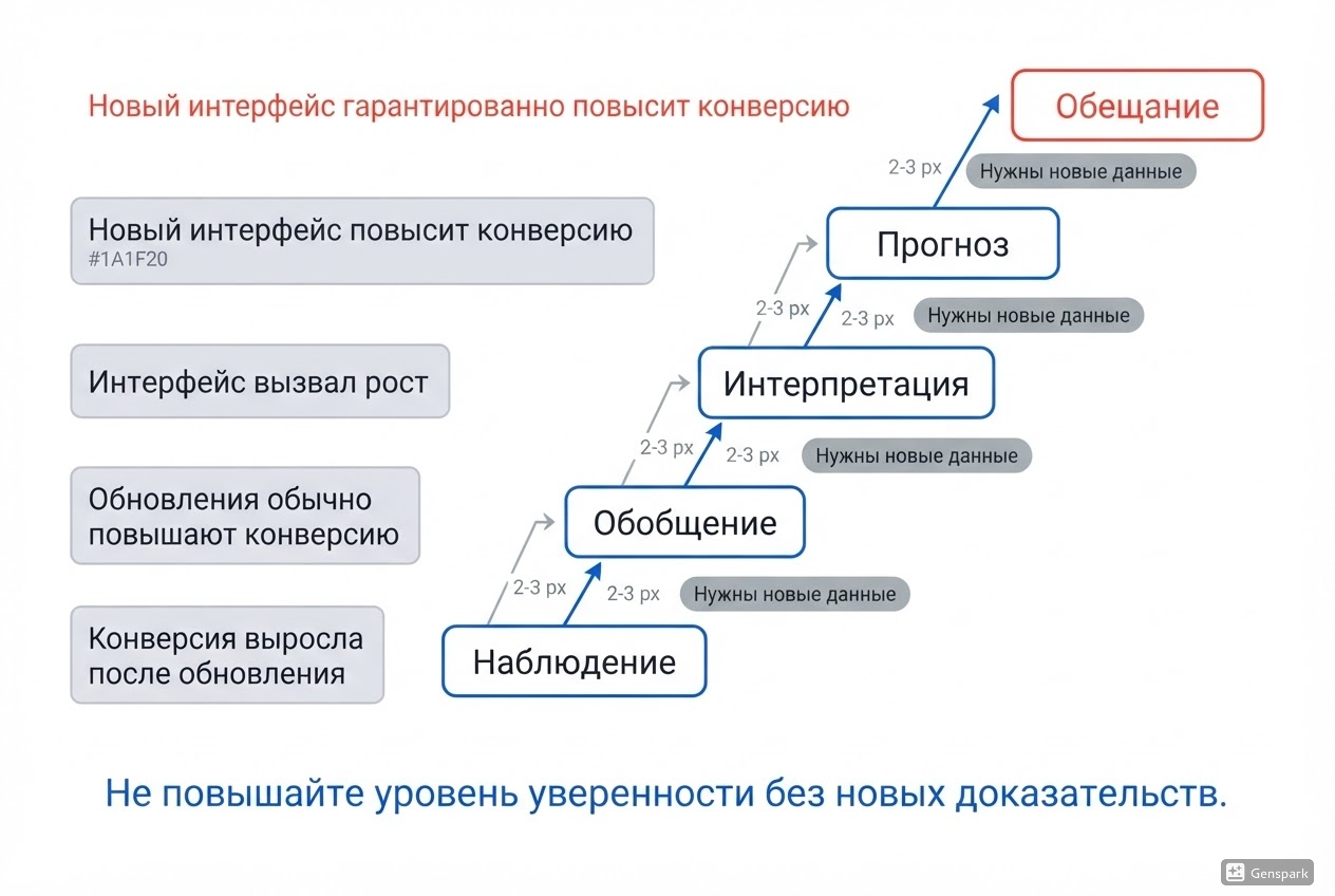 Лестница усиления утверждений от наблюдения до обещания