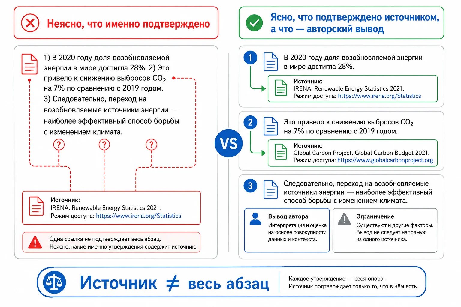 Разница между цитатой, пересказом и атрибуцией